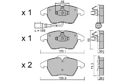 BPVW-1022 AISIN Комплект тормозных колодок, дисковый тормоз